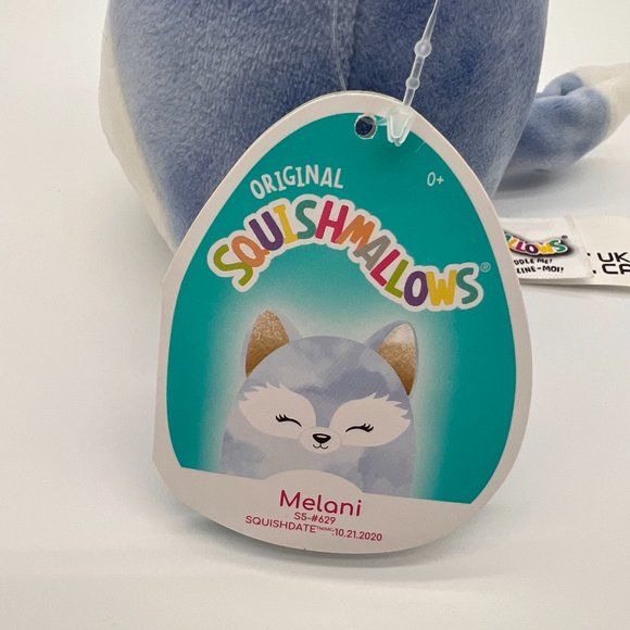 NWT 🥀 5" Melani the Blue and White Tie-Dye Sleep Eye Squad Fox Squishmallow - Picture 6 of 8